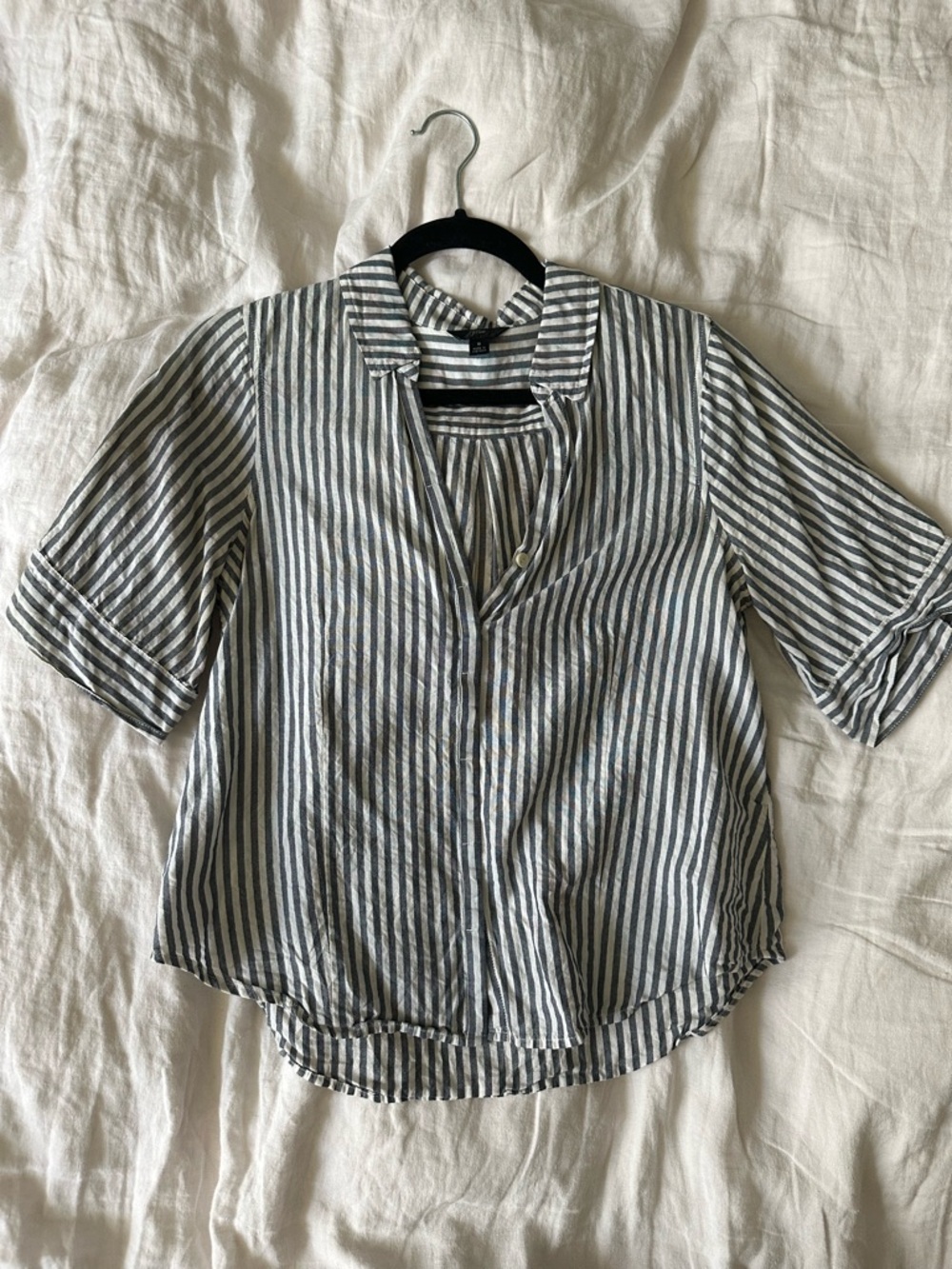 J. Crew Blue and White Striped Button-Down